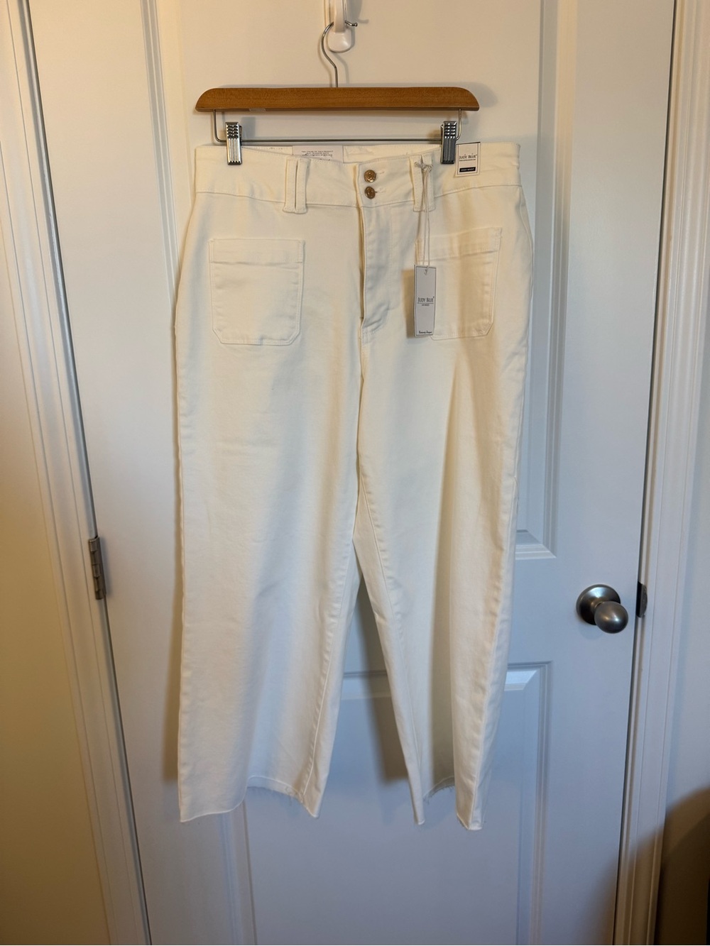 Judy Blue Cropped Wide-Leg Jeans - Cream